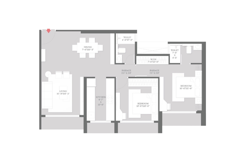 2 BHK Layout design in Isle of Calm Powai Mumbai